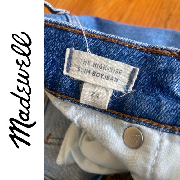 Like New The High-Rise Slim Boyjean Raw Hem Straight Leg Everyday Denim, Sz 24 - Picture 5 of 5